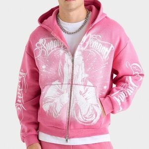 NWT Mens Pink Supply & Demand Fairfax Full Zip Hoodie Size Large